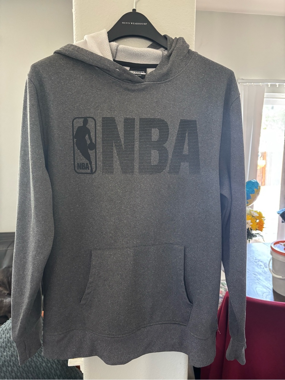 NBA Men's Dark Gray Crewneck Hoodie with Logo